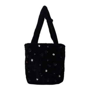 Sasha Floral Fur Bag Black